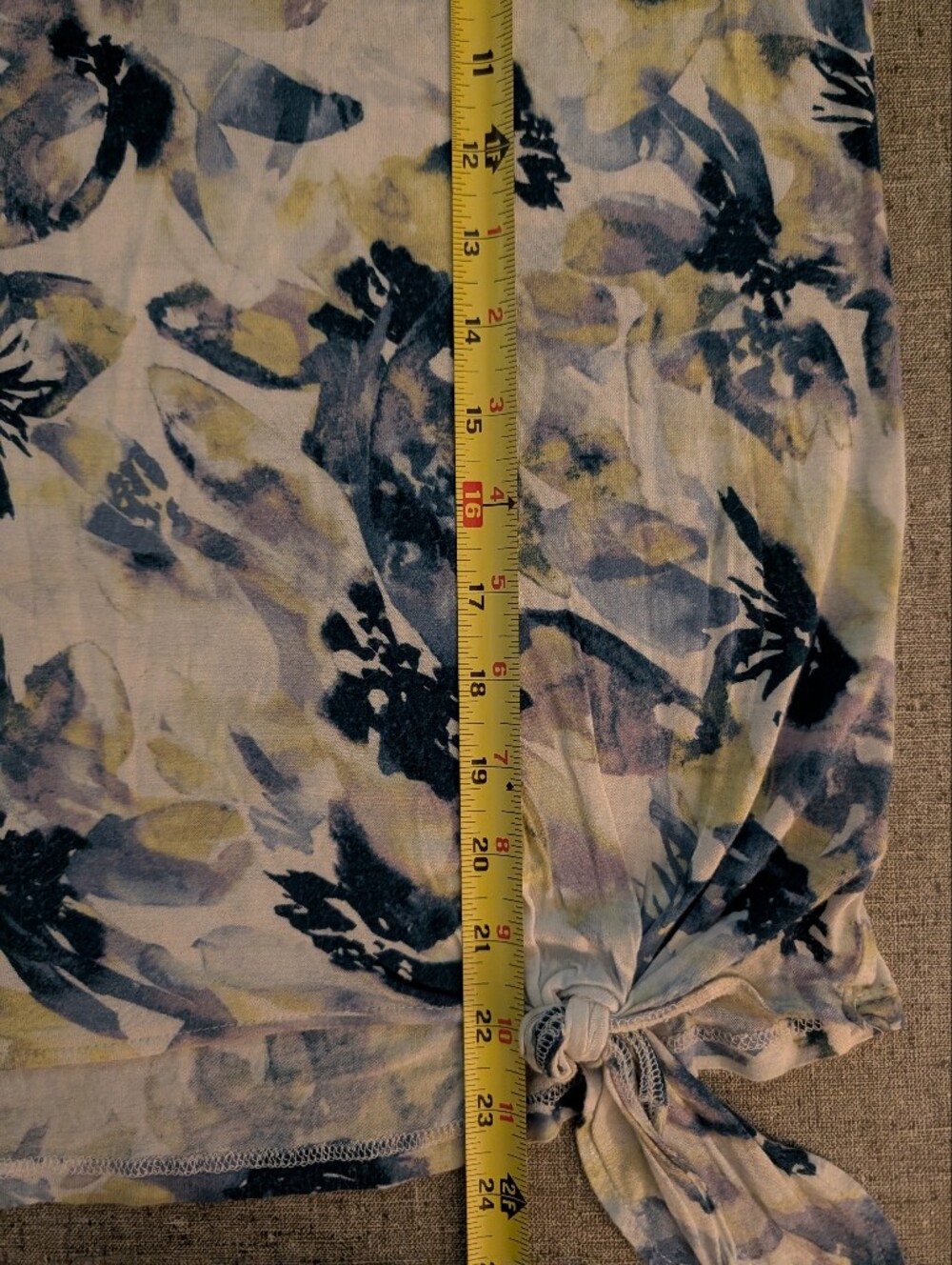 Simply Vera Rayon Tie-Hem Tank Top Blue, Pale Green Print Size M - Picture 6 of 6